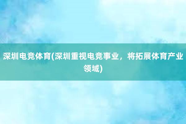 深圳电竞体育(深圳重视电竞事业，将拓展体育产业领域)