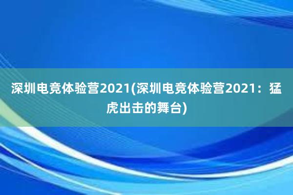 深圳电竞体验营2021(深圳电竞体验营2021：猛虎出击的舞台)