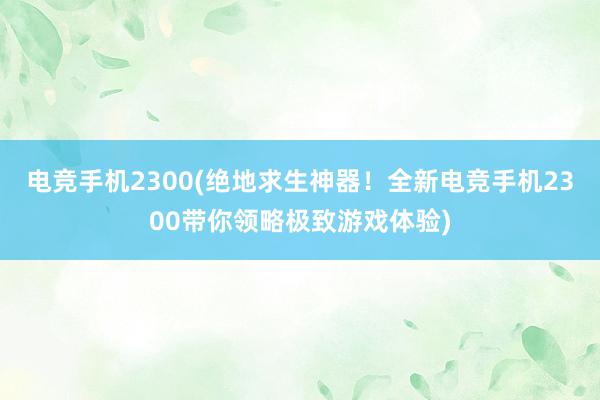 电竞手机2300(绝地求生神器！全新电竞手机2300带你领略极致游戏体验)