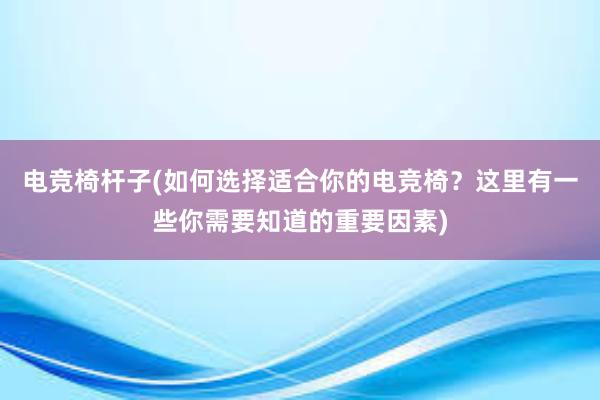 电竞椅杆子(如何选择适合你的电竞椅？这里有一些你需要知道的重要因素)