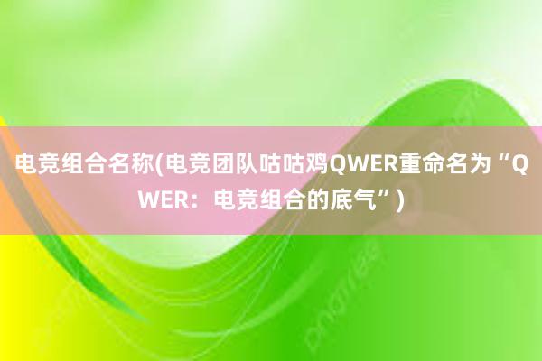 电竞组合名称(电竞团队咕咕鸡QWER重命名为“QWER：电竞组合的底气”)