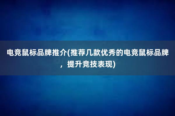 电竞鼠标品牌推介(推荐几款优秀的电竞鼠标品牌，提升竞技表现)