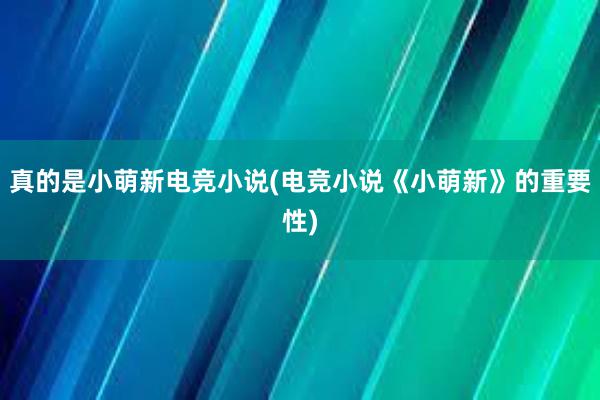 真的是小萌新电竞小说(电竞小说《小萌新》的重要性)