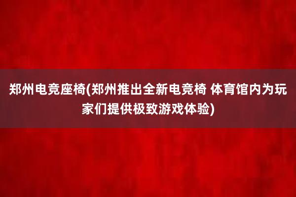 郑州电竞座椅(郑州推出全新电竞椅 体育馆内为玩家们提供极致游戏体验)