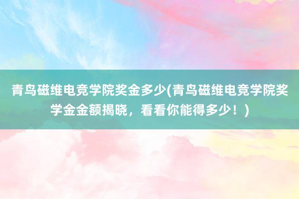 青鸟磁维电竞学院奖金多少(青鸟磁维电竞学院奖学金金额揭晓，看看你能得多少！)