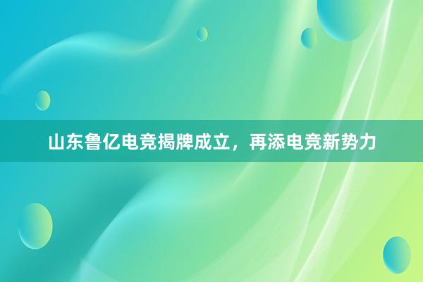 山东鲁亿电竞揭牌成立，再添电竞新势力