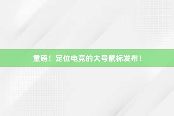 重磅！定位电竞的大号鼠标发布！